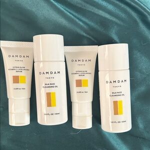 DAMDAM Tokyo Skincare Set. Bundle 2 citrus serums & 2 silk rice cleansing oils.